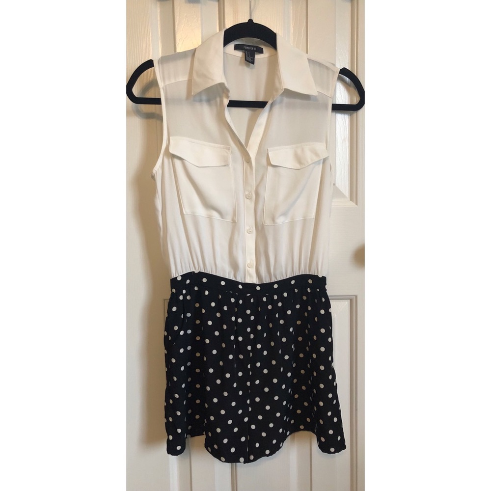 White Blouse Black/White Polka Dot Shorts Romper